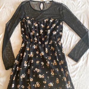 Floral Sheer Long Sleeve Dress